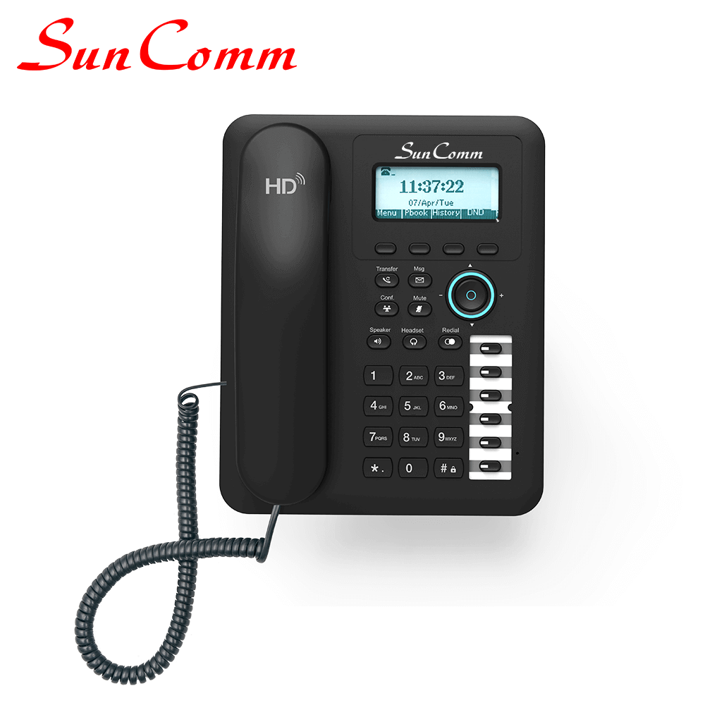 SunComm SC-9072-PE Color LCD SIP IP Phone with PoE, 2LAN, 2 SIP accounts, 2.8 Color LCD display, HD voice, Gigabyte